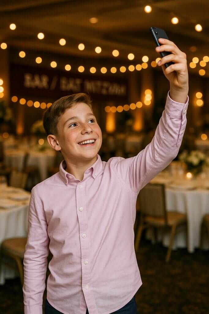 ילד מצטלם ומשתתף בקליפ תמונות באמצעות קליפי