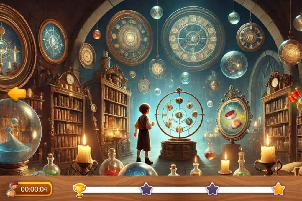 דוגמה לאחד השלבים בחדר הבריחה שפיתחנו. המשתתפים צריכים לזהות את החפצים, ללחוץ עליהם ולהשלים את המשימות